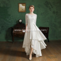 Knee Length Sleeve Pattern White Beach Style Long Back Sexy short front wedding dress